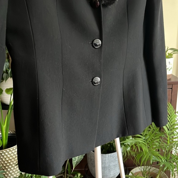 🖤 TAHARI By Arthur S.Levine Fur Collar Black Coat Jacket Vintage-Women 10 - Picture 6 of 16